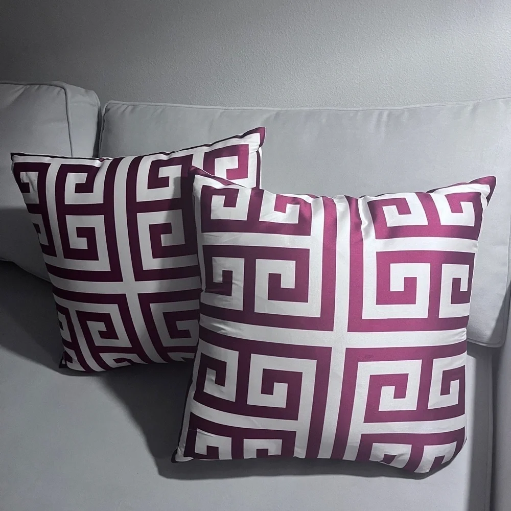 Red Stripped Decorative  Throw Pillows  Set of 2